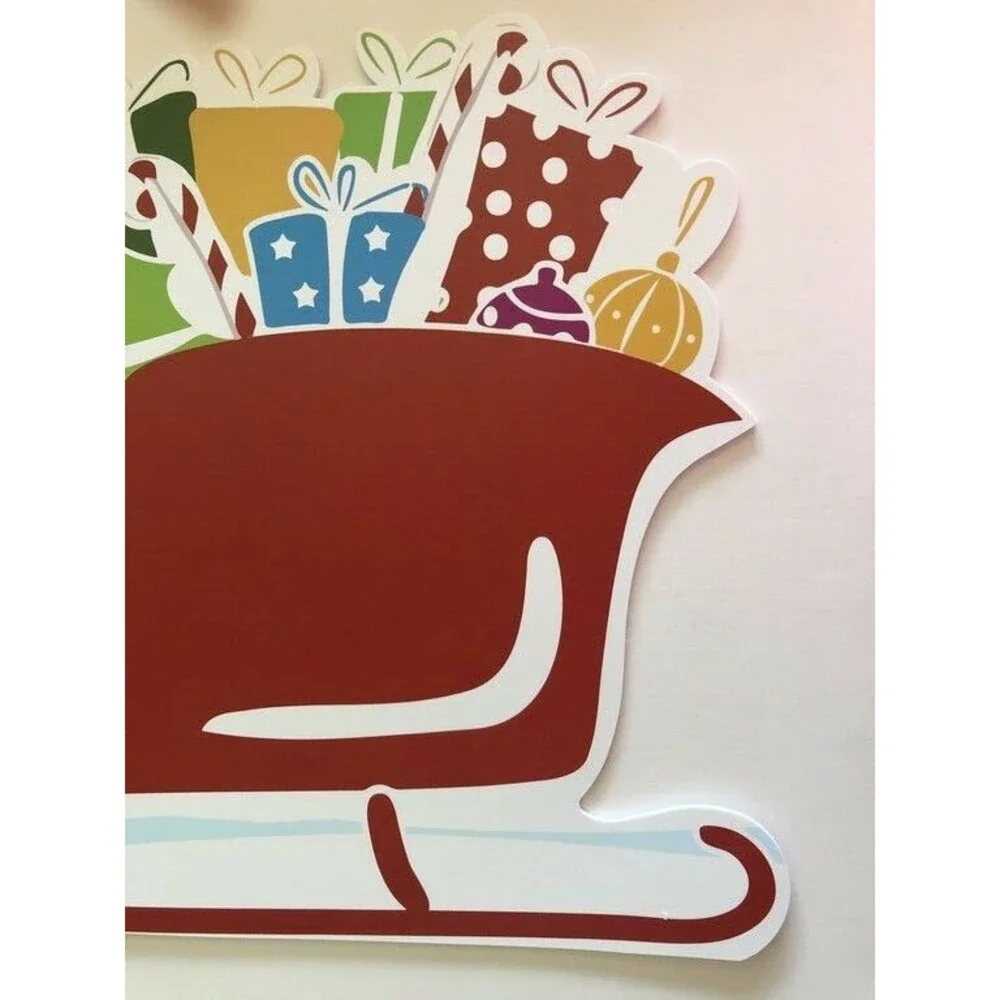 Christmas Santa Sleigh Sled Red Placemats Set of 4 Vinyl Foam Back Kids Table